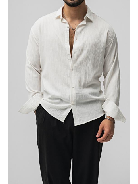 Tarz Cool Erkek Beyaz  Oversize Gömlek - S000384850-20063