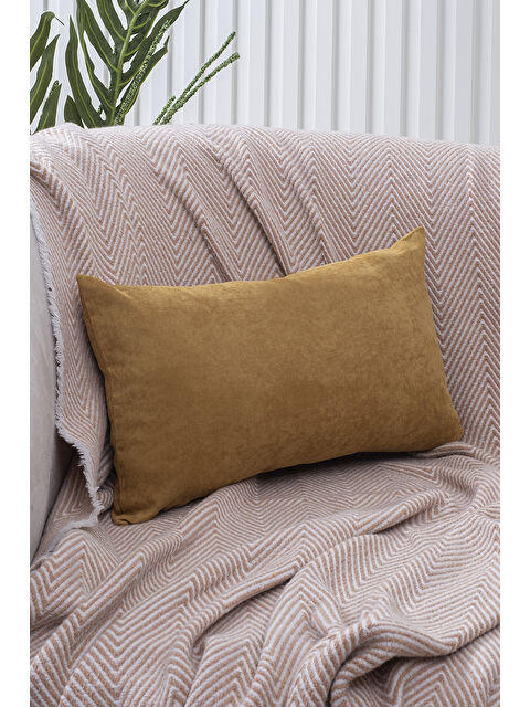 Asdiva Panoroma Süet Dokulu Düz Punch (Panç) İçin Uygun Hardal 30X50 Dekoratif Kırlent Kılıfı - S000451622-20074