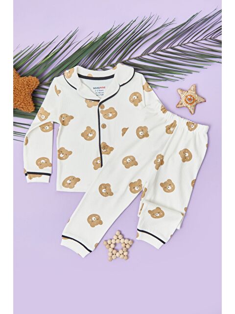 Fullamoda Ayıcık Baskılı Fitilli Unisex Çocuk Pijama Takımı - S000505883-29705