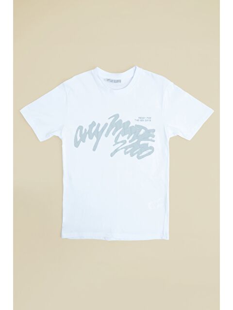 Fullamoda Yazı Baskılı Bisiklet Yaka Erkek Çocuk Tişört