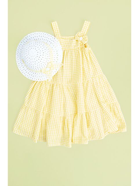 Fullamoda Pötikare Desenli Şapkalı Askılı  Kız Çocuk Elbise