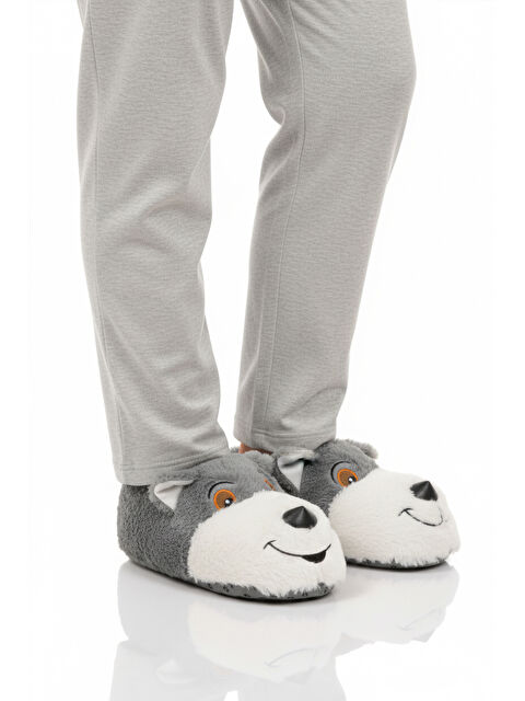 Ayakmod Gri Köpek Desenli Unisex Panduf 26K001 - S000485813-20600