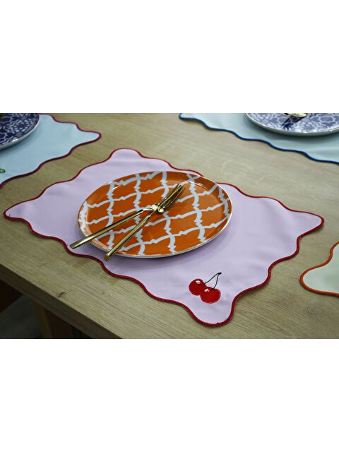 Asdiva Juvi Vişne Nakış Detaylı Amerikan Servis 30x45 cm - Turuncu Tasarım - S000423651-12729