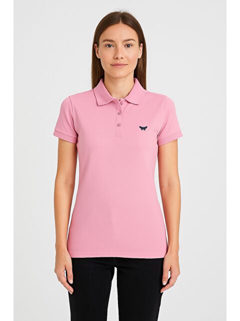 Comstar Kadın Kısa Kollu Slim Fit Basic Polo Yaka Tişört - S000380553-7152