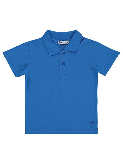Civil Boys Erkek Çocuk Palmiye Nakışlı Polo Yaka 2-5 Yaş Tişört - Mavi