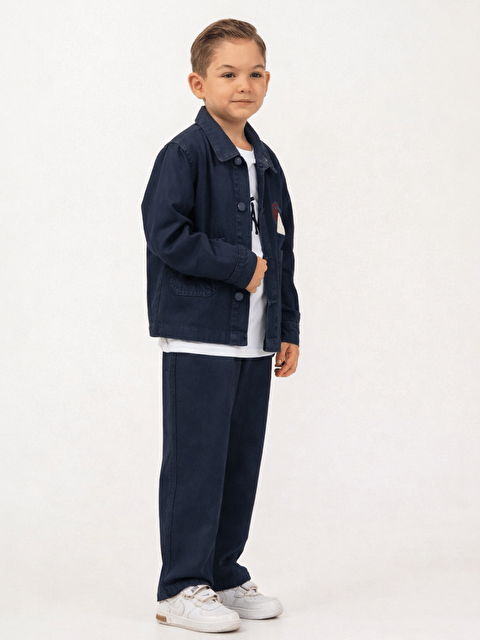 Alg Pamuklu Ceket Pantolon Tişörtlü Erkek Çocuk 3lü Jean Takım - S000497790-21164