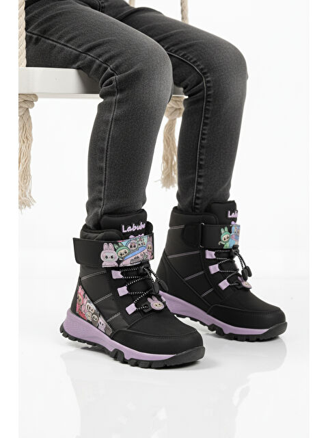 Ayakmod Siyah İçi Kürklü Soğağa Dirençli Kaymaz Kız Çocuk Bot 999 F - S000485815-19351
