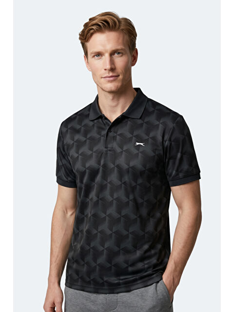 SLAZENGER Erkek Polo Yaka Siyah Tişört