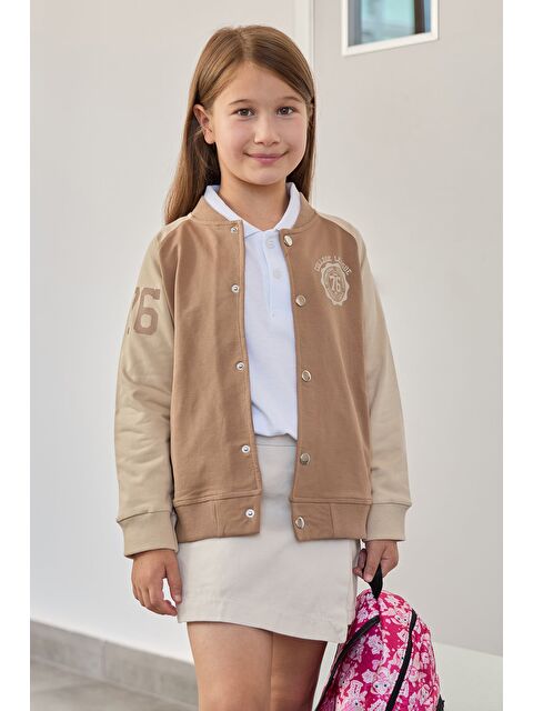 Fullamoda Baskılı Dik Yaka Kız Çocuk Kolej Ceket