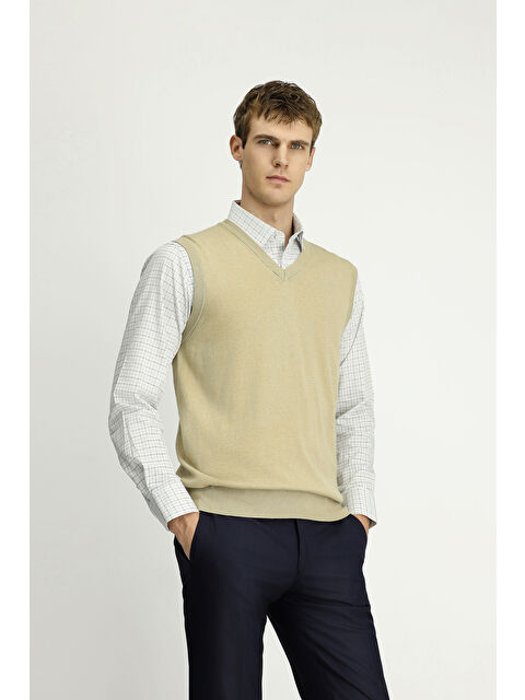 Kiğılı V Yaka Pamuklu Kaşmir Triko Süveter - S000407850-19928