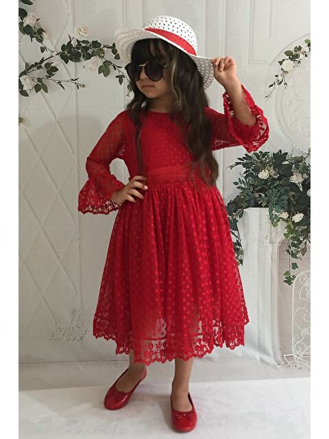 Mnk Baby & Kids Krem Şapkalı Dantelli Kız Çocuk Elbise - S000389143-20045