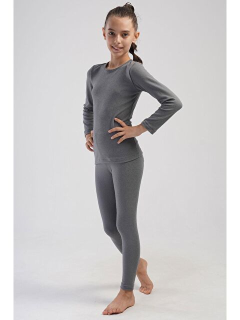 C&City Kız Çocuk Uzun Kol Bisiklet Yaka Termal Takım 405161 Füme - S000497791-33408