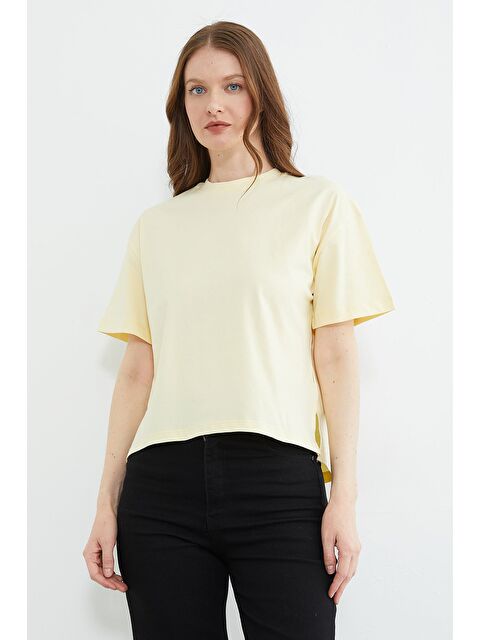 Fullamoda Basic Bisiklet Yaka Crop Tişört - S000527831-20072