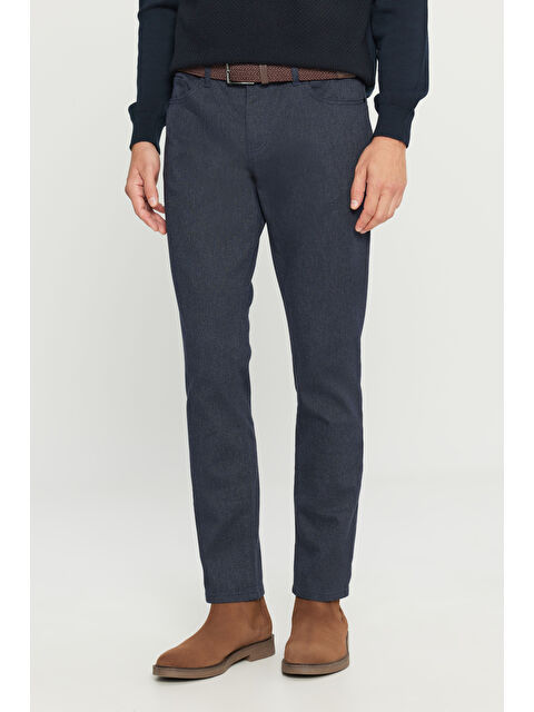 Altınyıldız Classics Erkek Lacivert Pamuklu Slim Fit Dar Kesim 5 Cepli Esnek Casual Pantolon - S000428165-21164