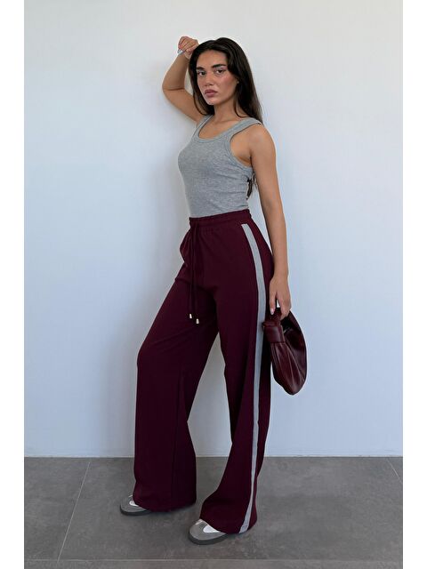 Madmext Bordo Şerit Detaylı Bol Paça Kadın Pantolon Mg2441 - S000386067-19951
