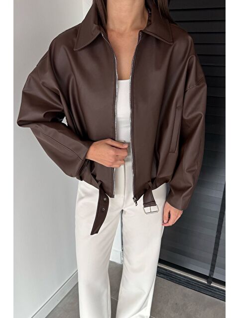 Gülseli Kadın Astarlı Salaş Suni Deri Ceket - S000482827-19413