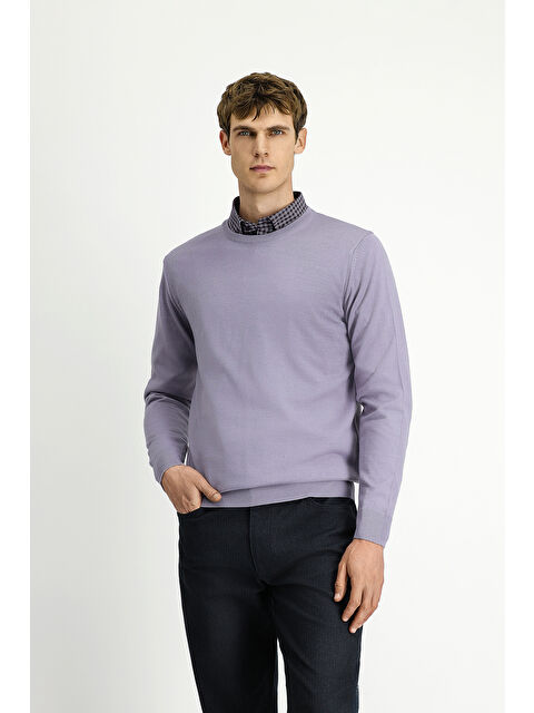 Kiğılı Bisiklet Yaka Regular Fit Yünlü Örme Triko Kazak - S000446931-17878