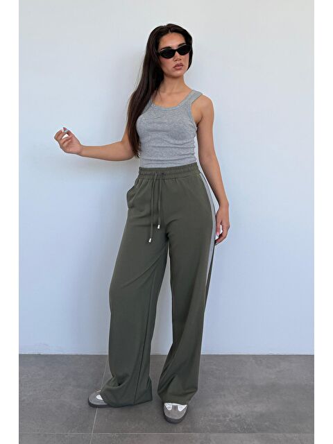 Madmext Haki Şerit Detaylı Bol Paça Kadın Pantolon Mg2441 - S000386067-18547