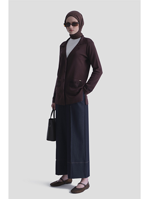 ARMİNE Dantelli Rayon Hırka Acı Kahve