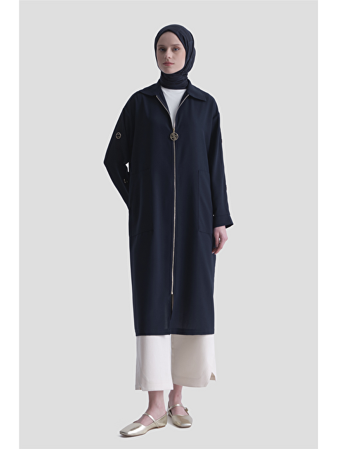 ARMİNE Fermuarlı Ferace Lacivert