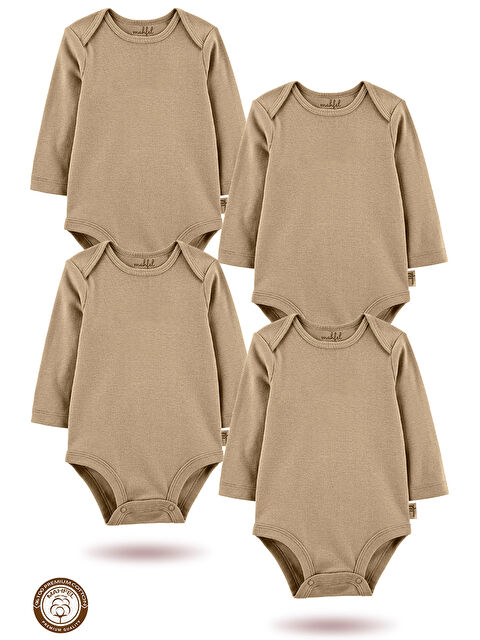 Mahfel %100 Pamuklu 4'lü Baskısız Çıtçıtlı Bebek Body Zıbın KR - S000513225-37318