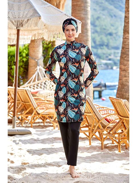 Fullamoda Desenli 4 Lü Tesettür Mayo - S000380806-19351