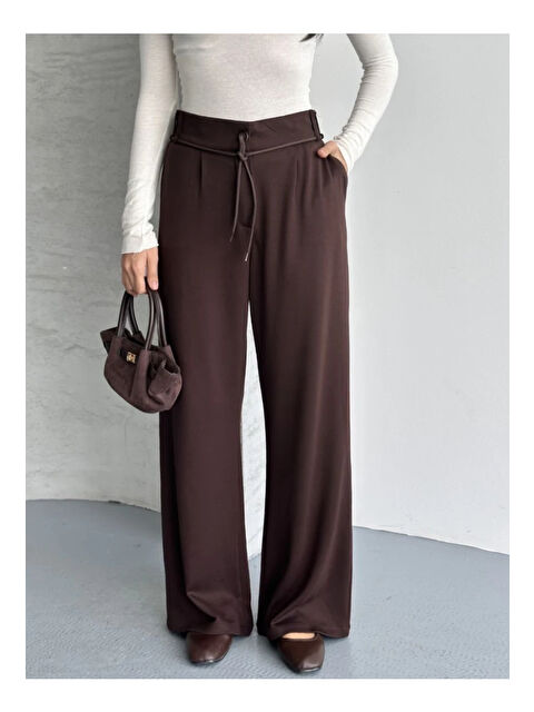 carla10 Modal Kumaş Bel Detay Pantalon Kahve - S000499967-19413