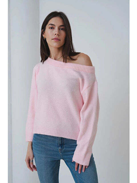 carla10 Asimetrik Yaka Oversize Triko Kazak - S000499966-20024