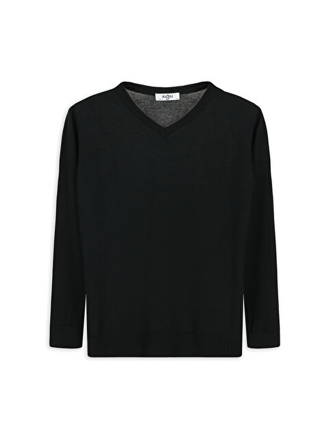 Kiğılı V Yaka Regular Fit Sıcak Tutan Yünlü Triko Kazak - S000494117-19351