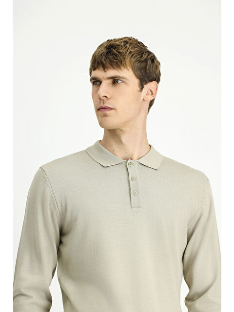 Kiğılı Polo Yaka Düğmeli Regular Fit Sıcak Tutan Yünlü Triko Kazak - S000443192-19927
