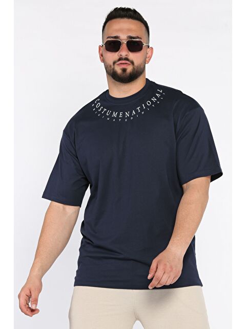 Mishar İtalia Erkek Yaka Baskılı Oversize Tişört - S000399530-21164