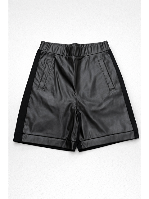 Magu Çocuk Siyah Deri Görünümlü Şort - S000497495-19351