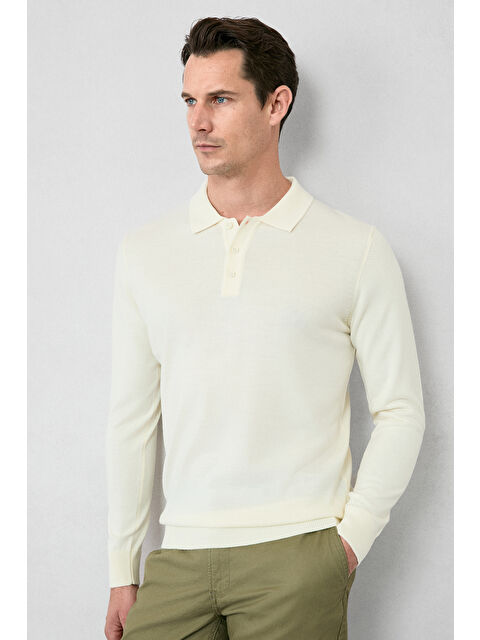 Kiğılı Polo Yaka Düğmeli Regular Fit Sıcak Tutan Yünlü Triko Kazak - S000443192-19965