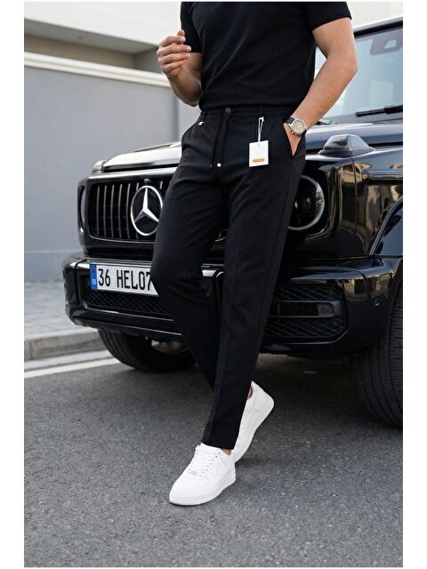 Oksit Holl Beli Lastikli ve Bağcıklı Elastanlı Esnek Örme Jogger Pantolon - S000530094-19351