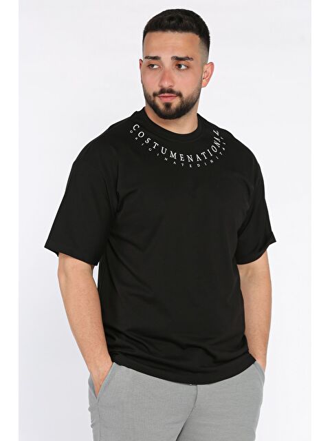 Mishar İtalia Erkek Yaka Baskılı Oversize Tişört - S000399530-19351