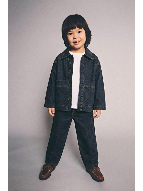 Magu Erkek Çocuk Pamuklu Siyah Jean 3'Lü Takım – Düğmeli Ceket, T-Shirt Ve Pantolon - S000499968-23173