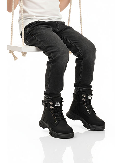 Ayakmod Siyah Zümrüt İçi Polarlı Kaymaz Taban Unisex Çocuk Bot 24035 F - S000492413-26426