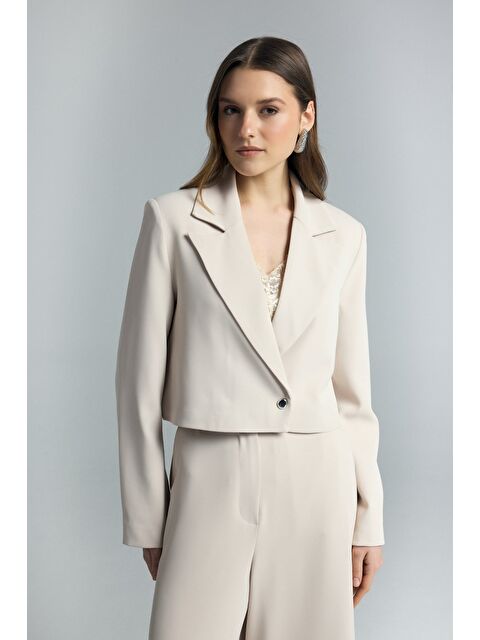 SATEEN Mari Kısa Ceket - Bej