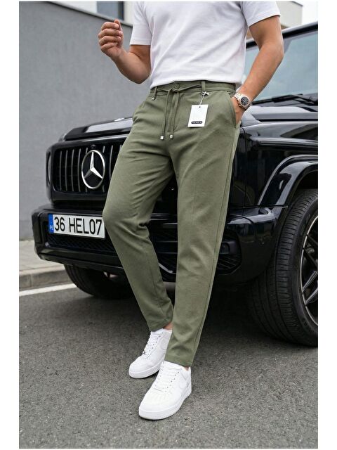 Oksit Holl Beli Lastikli ve Bağcıklı Elastanlı Esnek Örme Jogger Pantolon - S000530094-18194