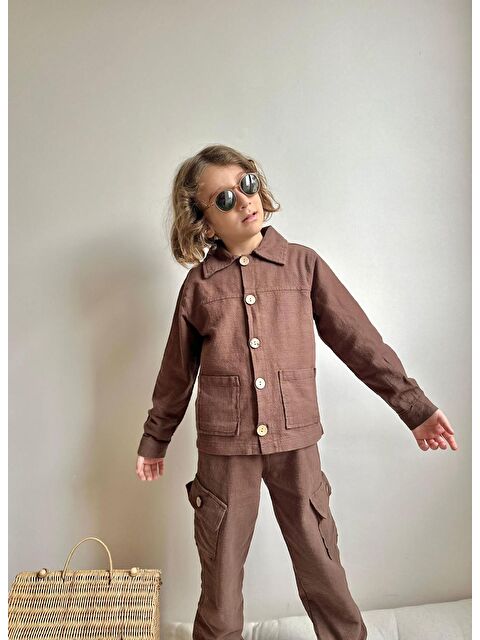 carla10 Erkek Çocuk Yıkamalı Keten Gömlek Pantolon Takım - S000499974-19413