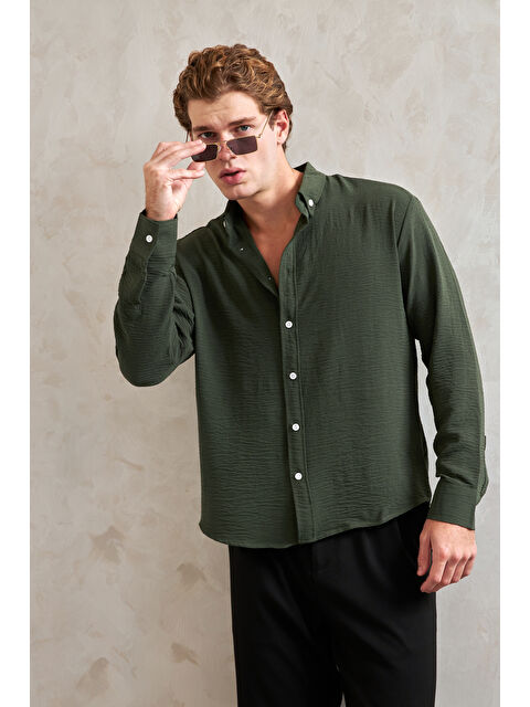 HYMAN Erkek Oversize Kesim Aerobin Gömlek - S000515454-18547