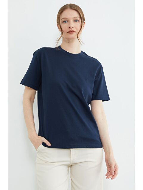 Fullamoda Basic Bisiklet Yaka Oversize Tişört - S000516671-21164