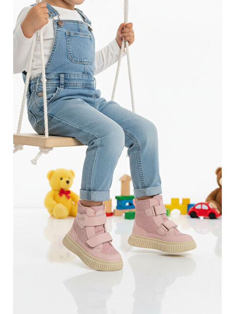 Ayakmod Pudra Cırtlı Desenli Kaymaz Taban Kız Çocuk Bot Alalis P - S000492461-23490