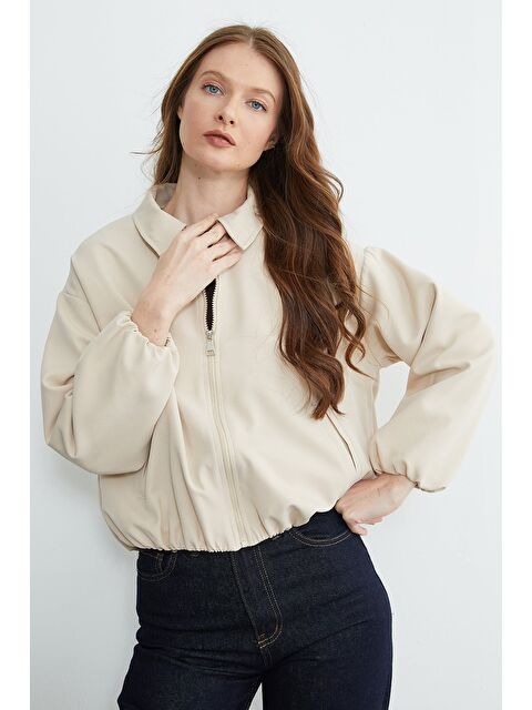 Fullamoda Fermuarlı Polo Yaka Bomber Ceket - S000532060-19928