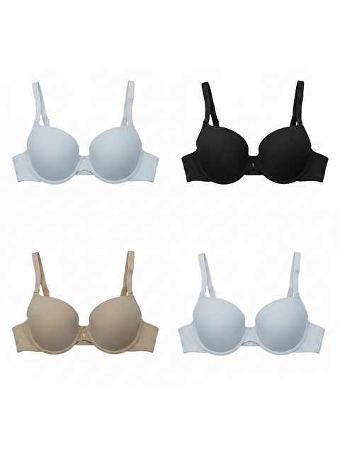 Bonbon Kadın Desteksiz Takma Askılı 3 Renk Siyah,Beyaz,Ten 4'Lü Sütyen Bb2088
