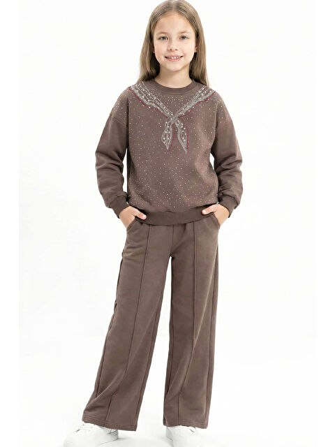 Modanino Kız Çocuk Taş Süslemeli Fular Desenli 2 İplik Alt-Üst Takım 4-12 Yaş 12511 - S000510884-19413
