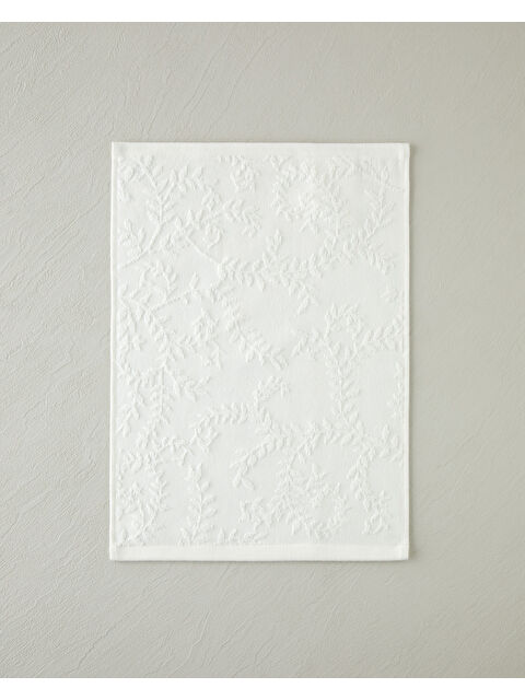 English Home Leafy Touch Pamuk Jakarlı Yüz Havlusu 50x80 cm Ekru