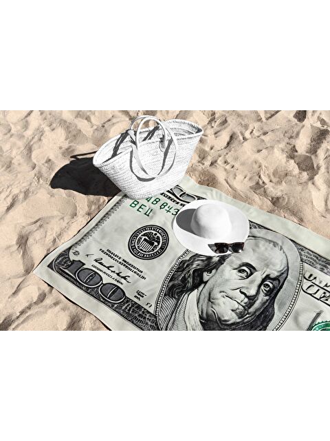 Asdiva Dolar Desen Dijital Baskı Plaj Havlusu 75X150 - S000375569-1720