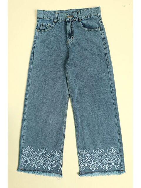 Fullamoda Beli Ayarlanabilir Çiçek Nakışlı Kız Çocuk Pantolon - S000488128-17234