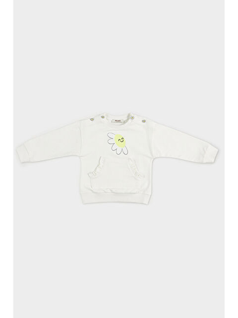 Panço Kız Bebek Baskı Detaylı Ekru Sweatshirt - S000523678-19965
